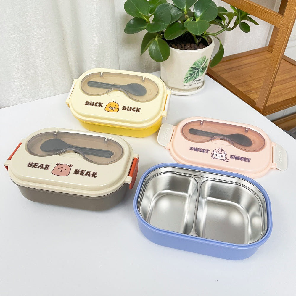 Cartoon cute stainless steel compartment lunch box lunch box fresh-keeping box