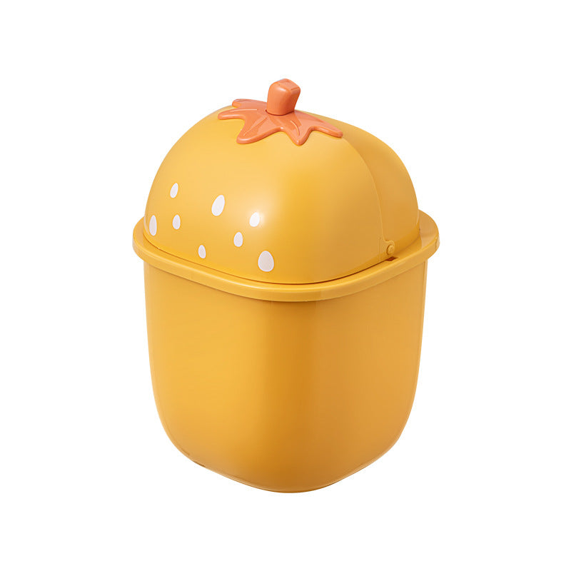 Strawberry Mini Trash Can Table Top Swing Cover Storage Bin