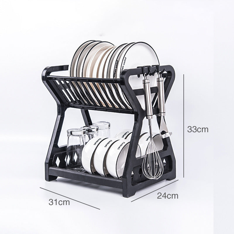 Dish Rack Kitchen Storage Table Chopsticks Rack Multi-Functional Drain Rack Household Double-Layer Rack