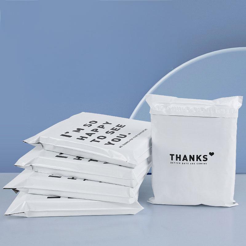 Thickened express bag, packaging bag, white English printing bag, logistics clothing packaging bag, waterproof bag