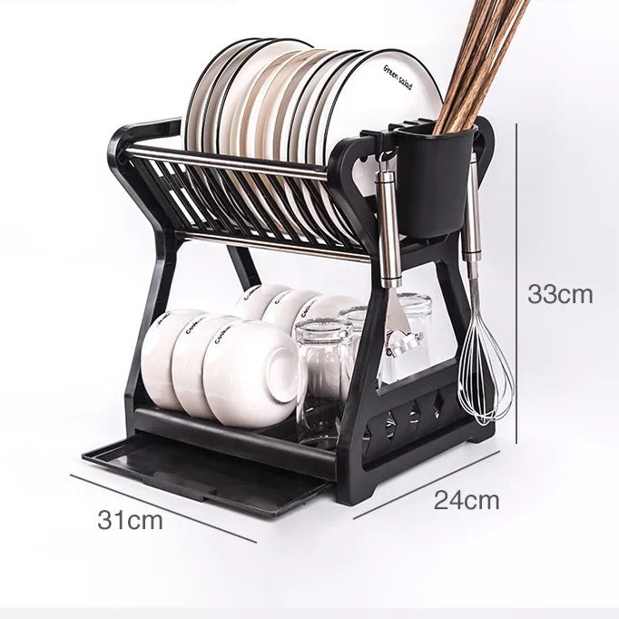 Dish Rack Kitchen Storage Table Chopsticks Rack Multi-Functional Drain Rack Household Double-Layer Rack