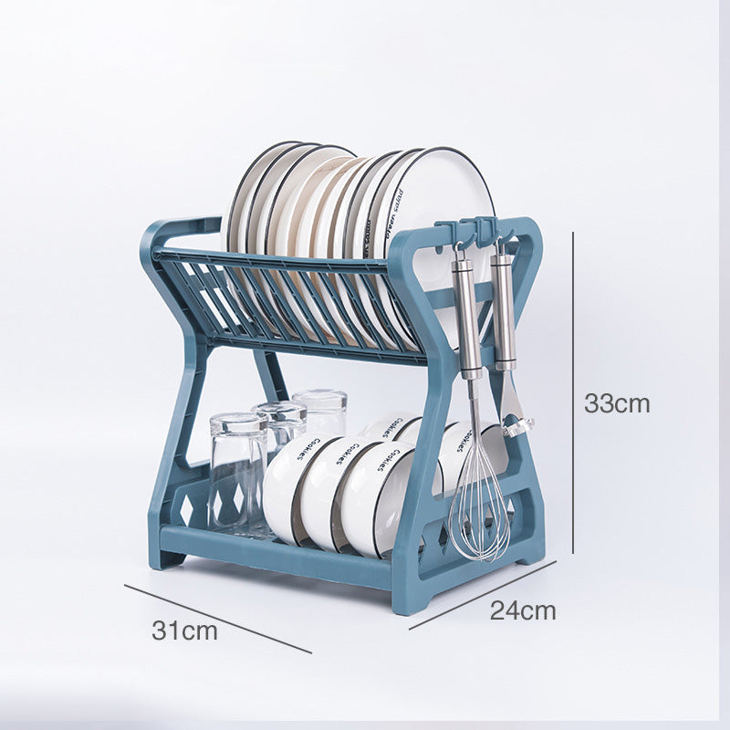 Dish Rack Kitchen Storage Table Chopsticks Rack Multi-Functional Drain Rack Household Double-Layer Rack