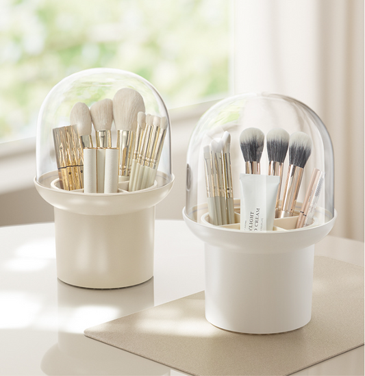 Fashionable and creative desktop dustproof compartment makeup brush storage tube