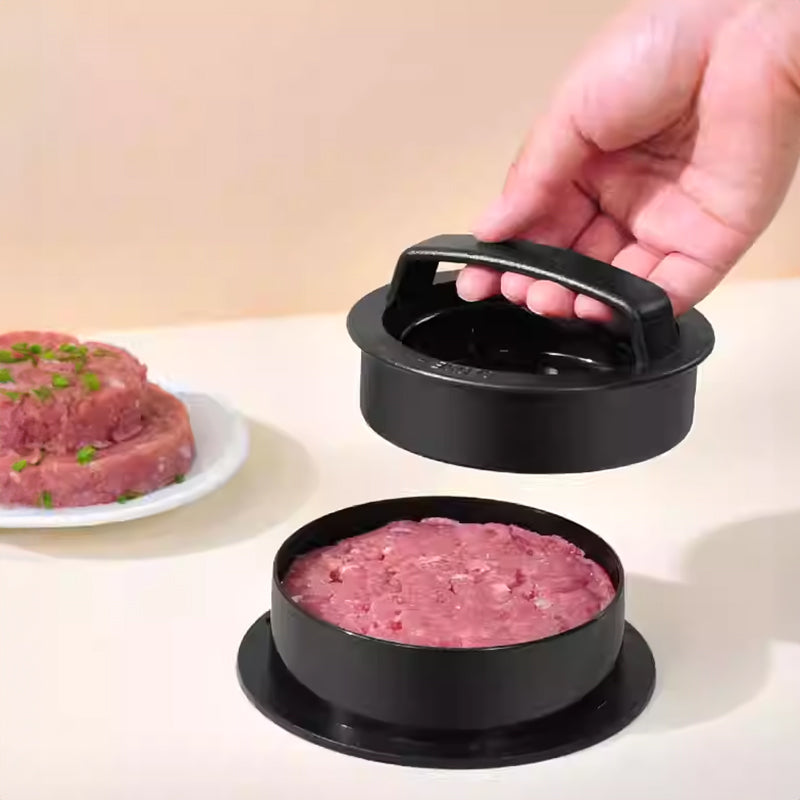 3-in-1 Manual Kitchen Gadget: Hamburger Patty, Round Beef Burger & Meatball Press.