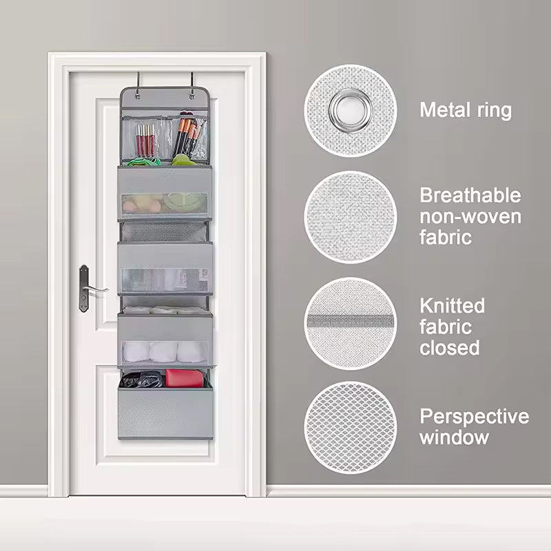 5 - Shelf Hanging Storage: Anti - Tilt, 5 large pockets. Good for bedroom, bathroom, living room (behind - door use).