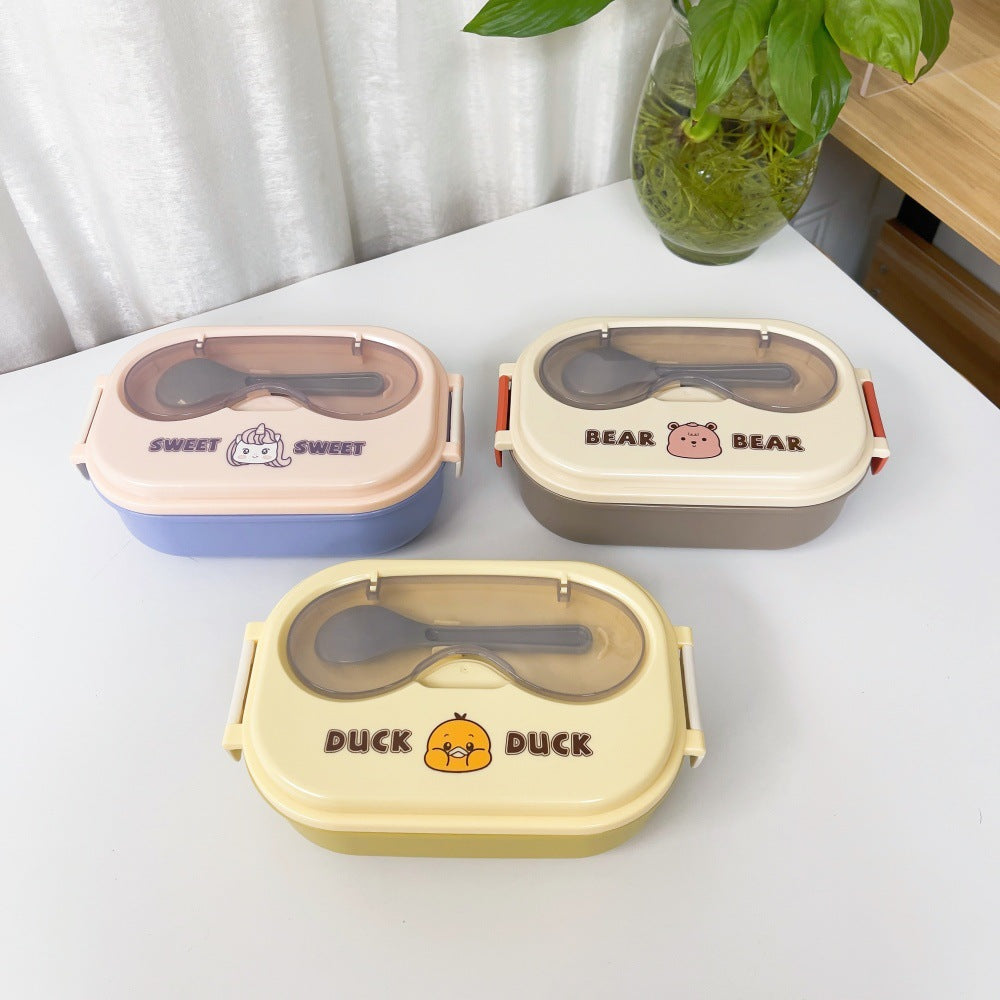 Cartoon cute stainless steel compartment lunch box lunch box fresh-keeping box